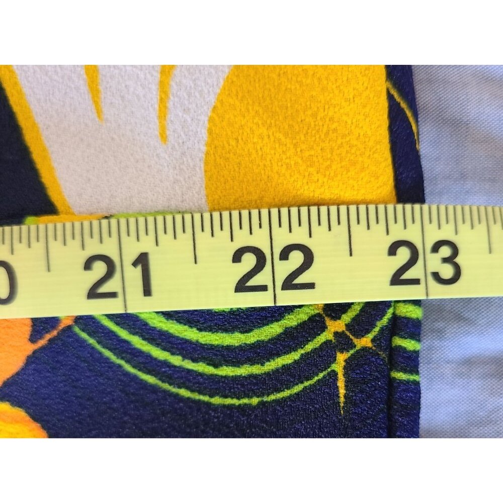 Vintage Floral Long Kaftan Dress Handmade Navy Yellow Green Abstract Print - Picture 12 of 16